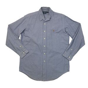 Ralph Lauren Yarmouth Shirt Mens 15 Blue White Black Button Down Long Sleeve